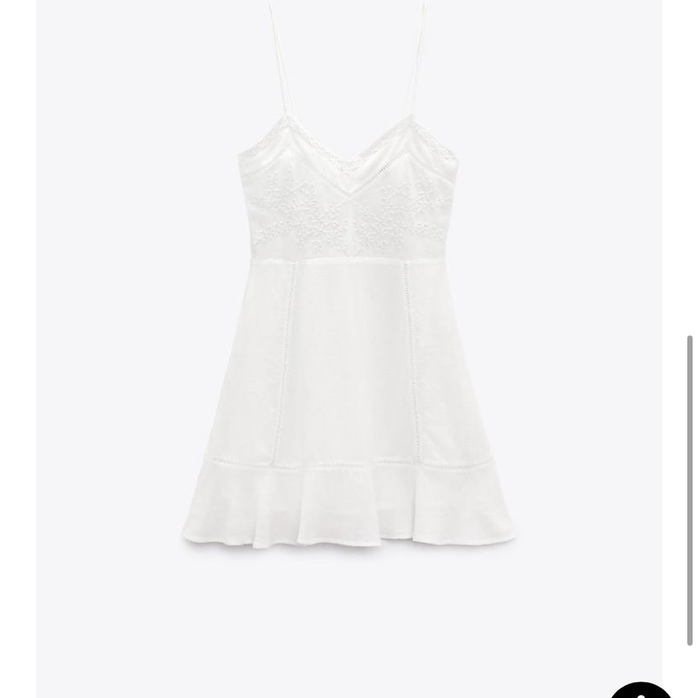 Zara Elegant White Slip Dress - Size Medium